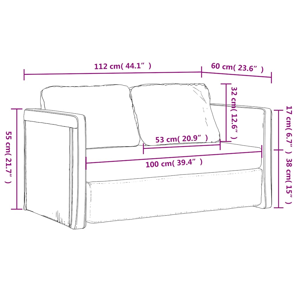 Divano Letto da Terra 2 in 1 Grigio 112x174x55 cm Similpelle | homemem39