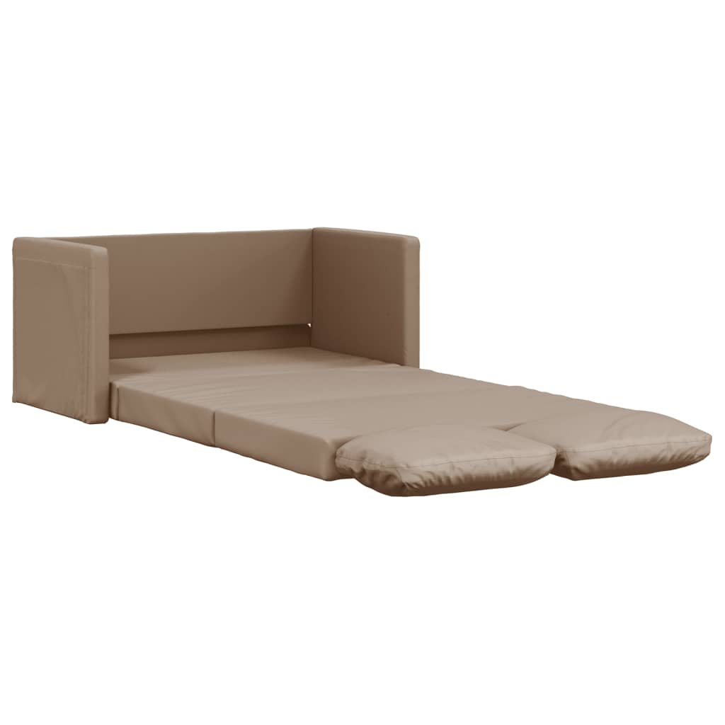 Divano Letto da Terra 2 in 1 Cappuccino 112x174x55cm Similpelle - homemem39