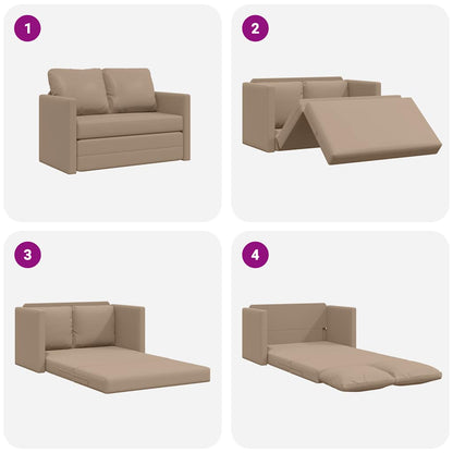 Divano Letto da Terra 2 in 1 Cappuccino 112x174x55cm Similpelle | homemem39