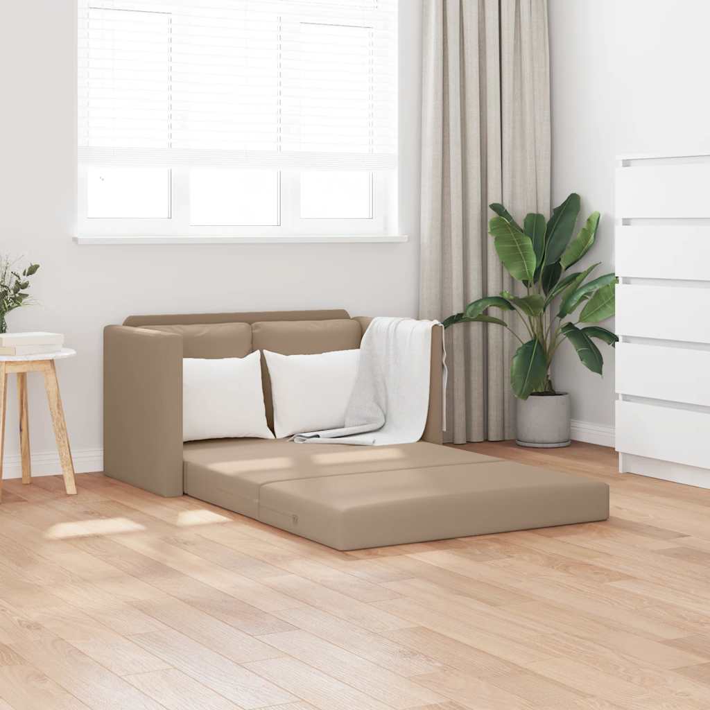 Divano Letto da Terra 2 in 1 Cappuccino 112x174x55cm Similpelle | homemem39