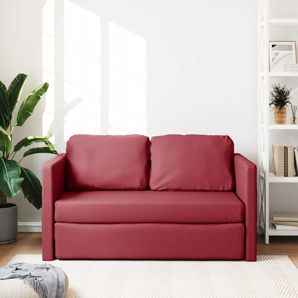 Divano Letto da Terra 2 in 1 Rosso Vino 112x174x55cm Similpelle | homemem39