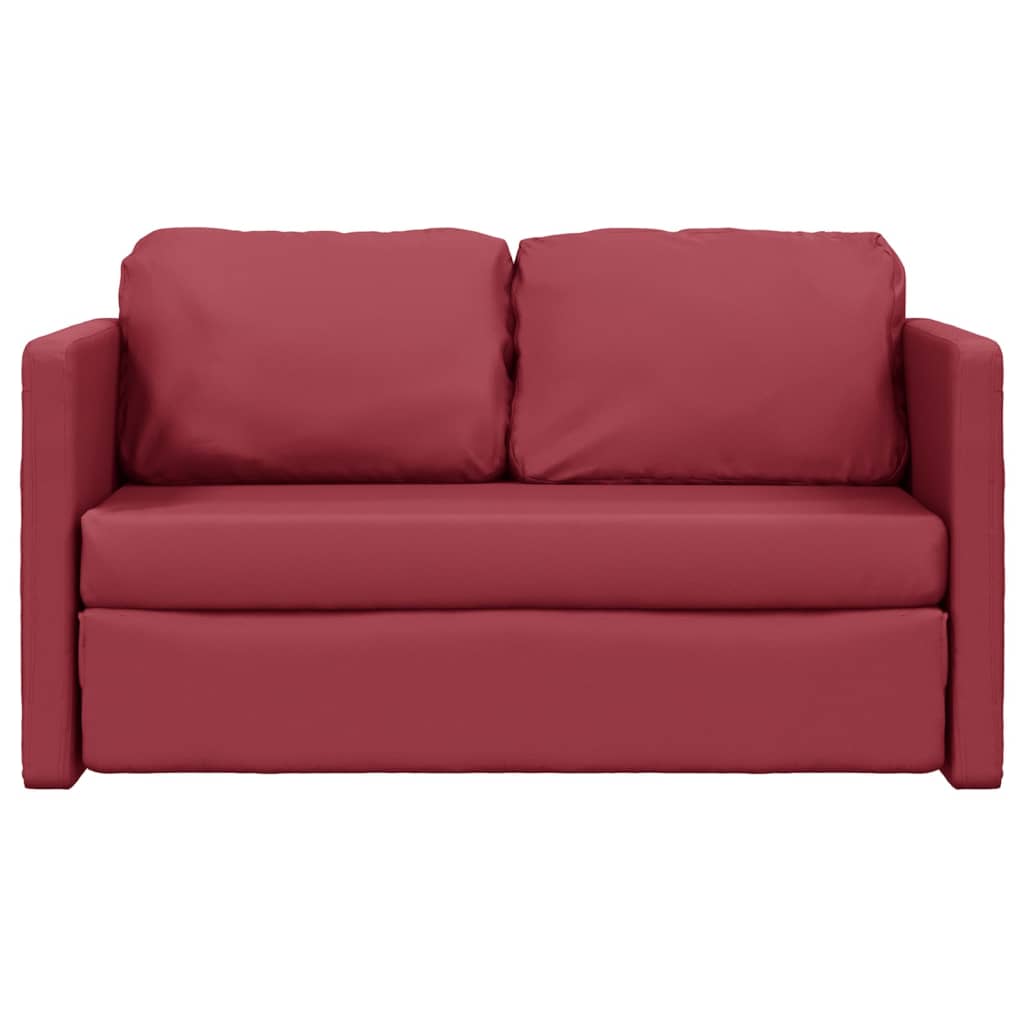 Divano Letto da Terra 2 in 1 Rosso Vino 112x174x55cm Similpelle - homemem39