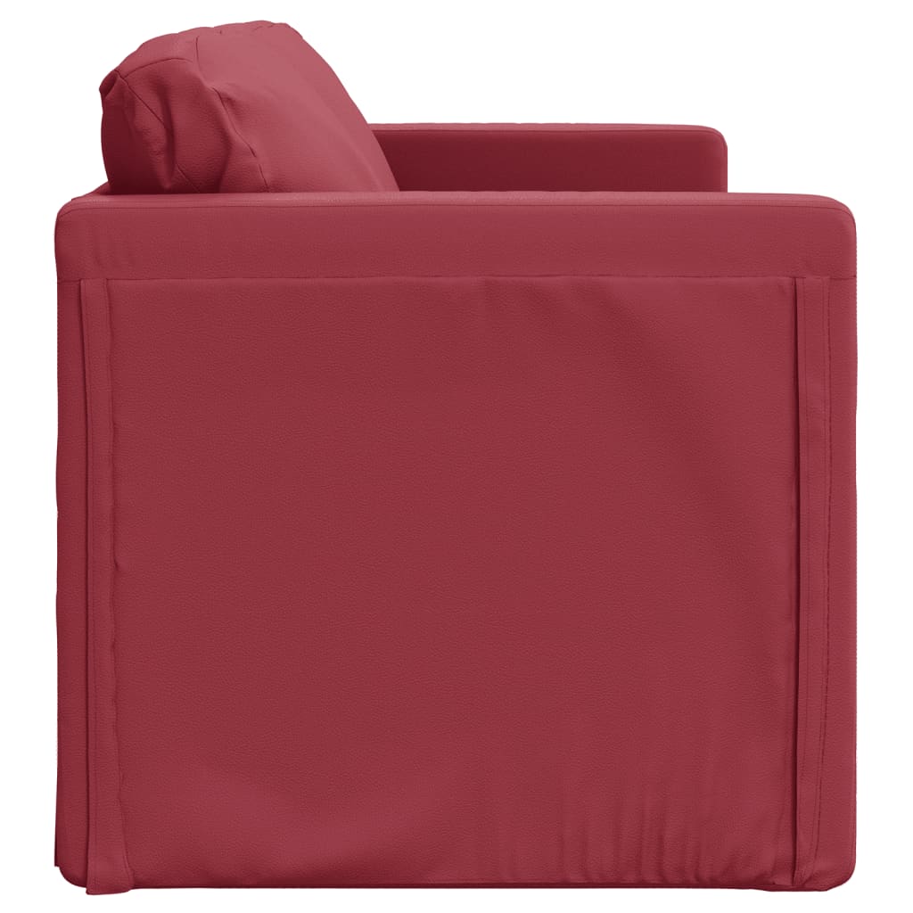 Divano Letto da Terra 2 in 1 Rosso Vino 112x174x55cm Similpelle - homemem39