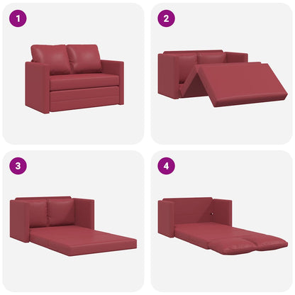 Divano Letto da Terra 2 in 1 Rosso Vino 112x174x55cm Similpelle | homemem39