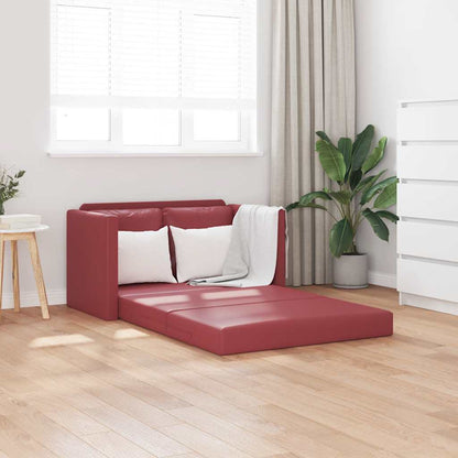 Divano Letto da Terra 2 in 1 Rosso Vino 112x174x55cm Similpelle | homemem39