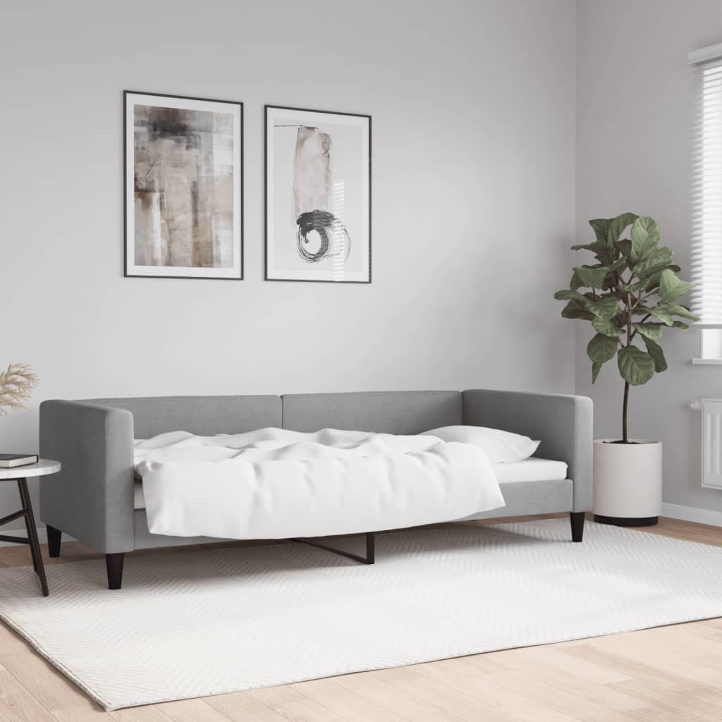 Letto da Giorno Grigio Chiaro 80x200 cm in Tessuto - homemem39