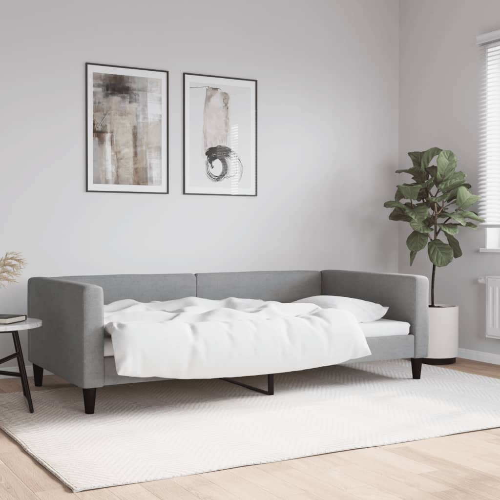 Letto da Giorno Grigio Chiaro 100x200 cm in Tessuto - homemem39