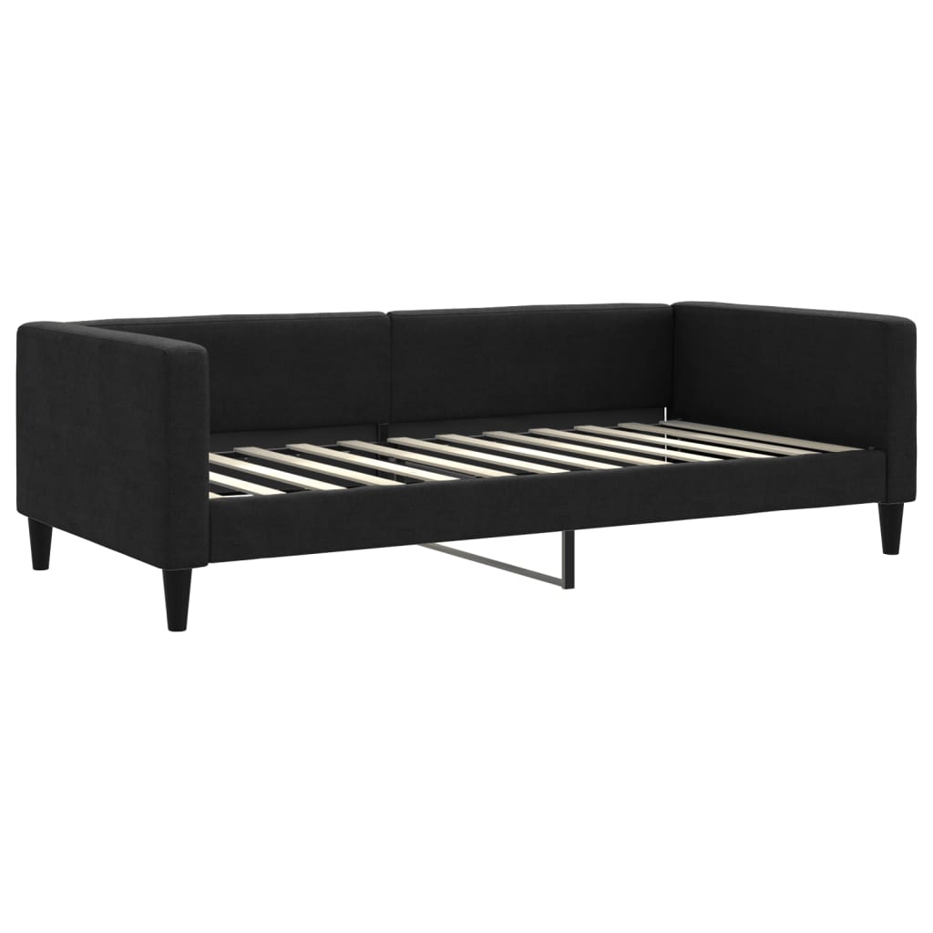 Letto da Giorno Nero 100x200 cm in Tessuto