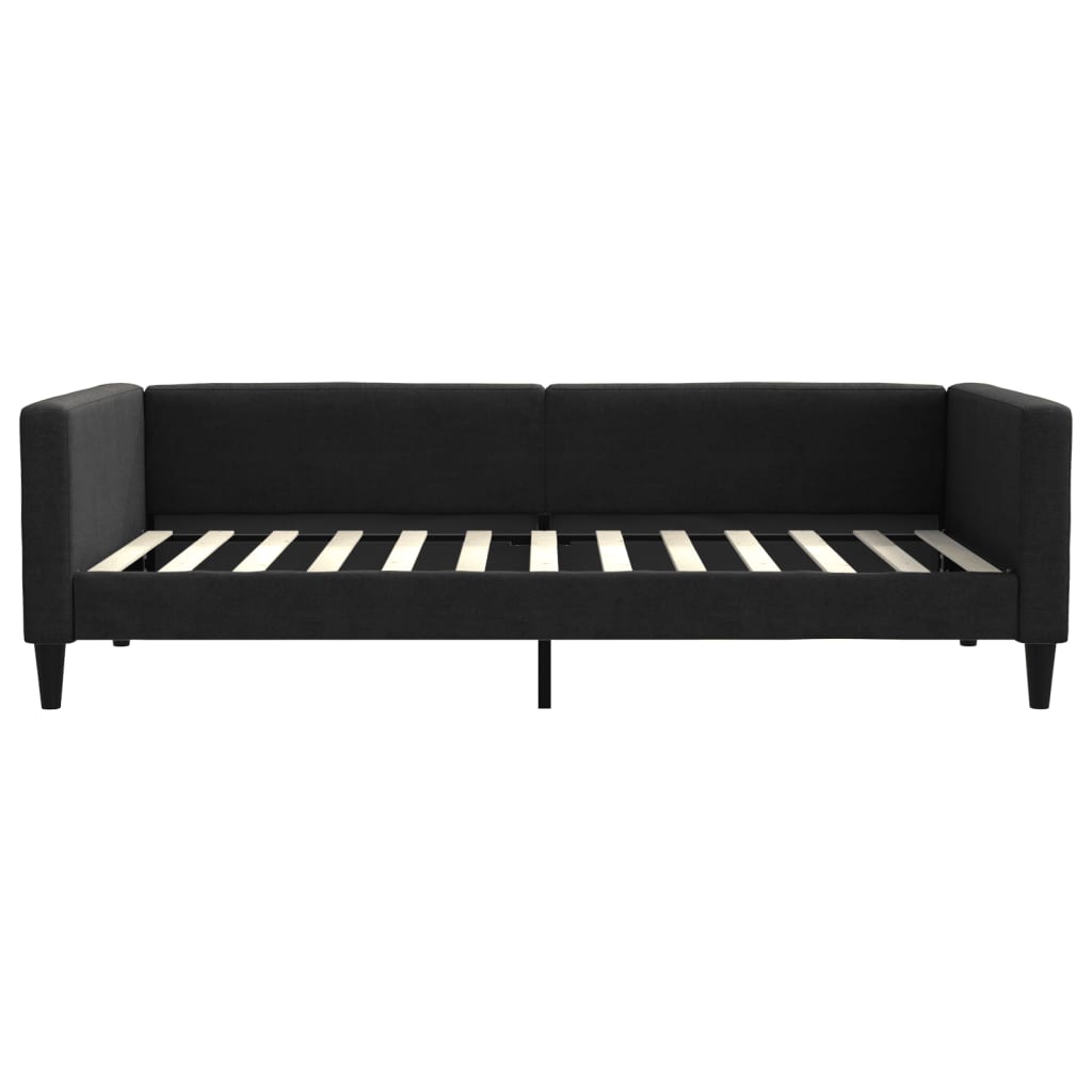 Letto da Giorno Nero 100x200 cm in Tessuto