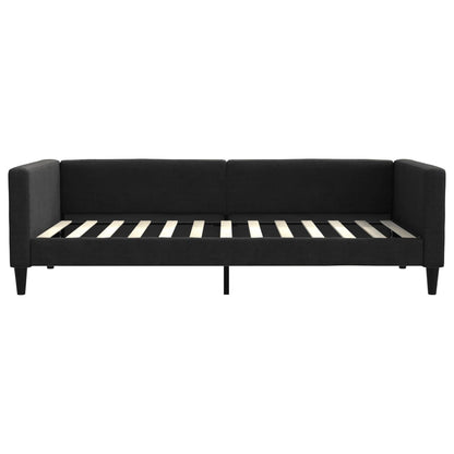 Letto da Giorno Nero 100x200 cm in Tessuto