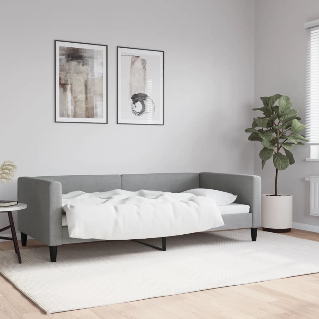 Letto da Giorno Grigio Chiaro 90x190 cm in Tessuto - homemem39