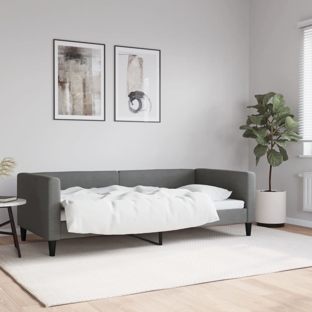 Letto da Giorno Grigio Scuro 90x190 cm in Tessuto - homemem39