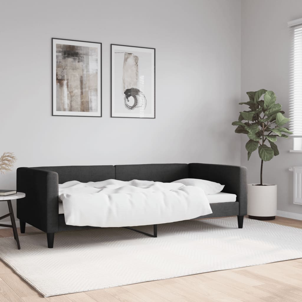 Letto da Giorno Nero 90x190 cm in Tessuto | homemem39
