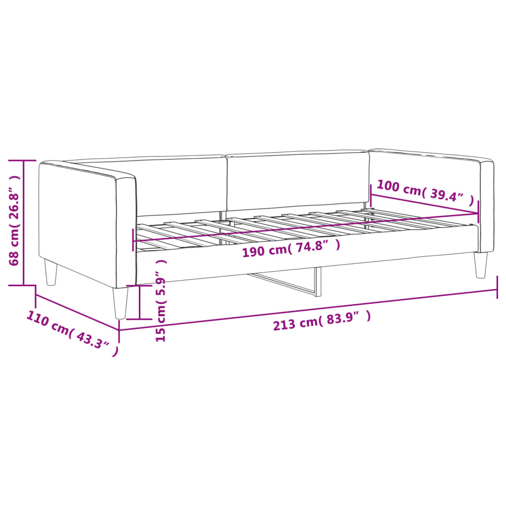Letto da Giorno Grigio Chiaro 100x190 cm in Tessuto | homemem39