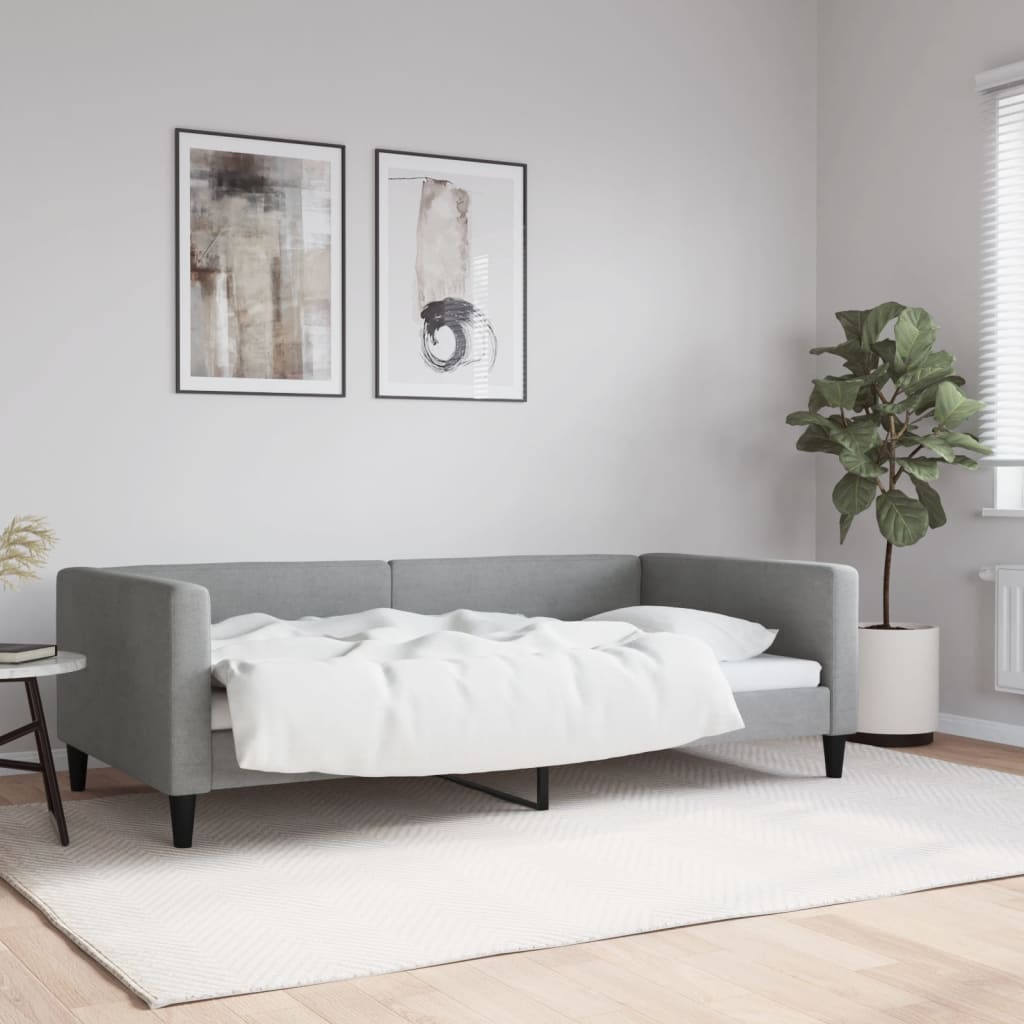 Letto da Giorno Grigio Chiaro 100x190 cm in Tessuto | homemem39