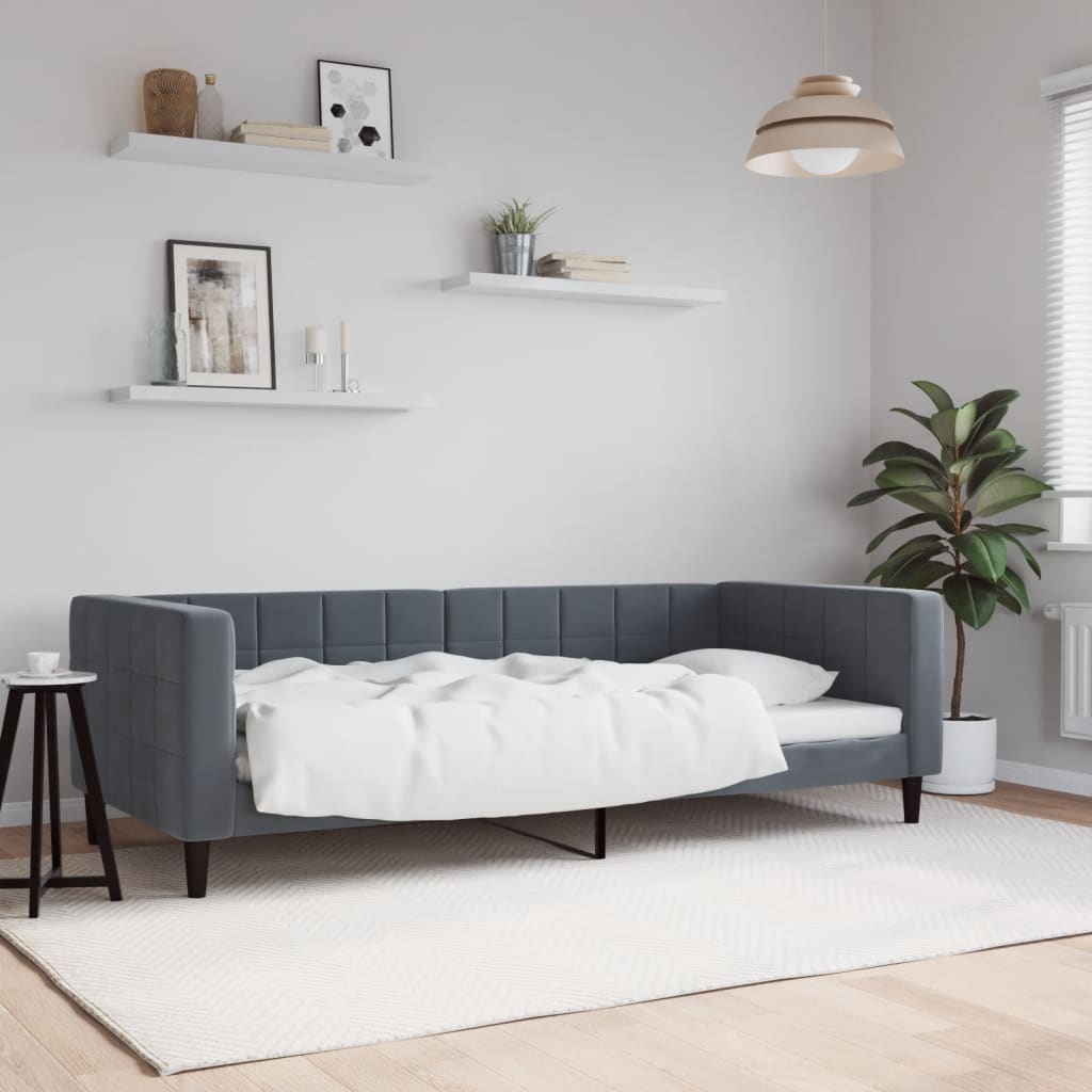 Letto da Giorno Grigio Scuro 90x200 cm in Velluto - homemem39