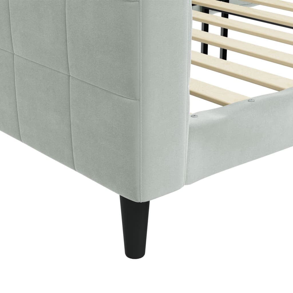 Letto da Giorno Grigio Chiaro 100x200 cm in Velluto