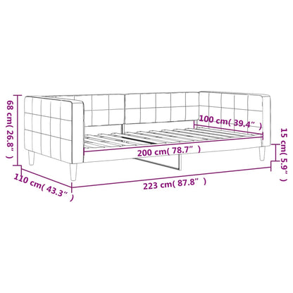 Letto da Giorno Grigio Chiaro 100x200 cm in Velluto
