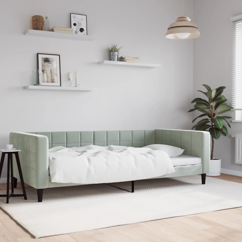 Letto da Giorno Grigio Chiaro 100x190 cm in Velluto | homemem39
