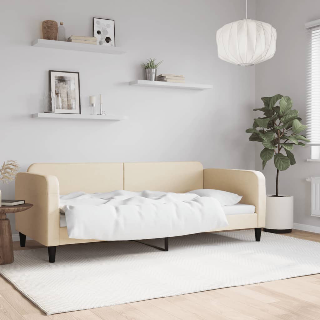 Letto da Giorno Crema 90x200 cm in Tessuto - homemem39