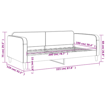 Letto da Giorno Grigio Chiaro 100x200 cm in Tessuto