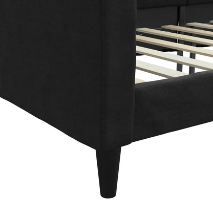 Letto da Giorno Nero 100x200 cm in Tessuto