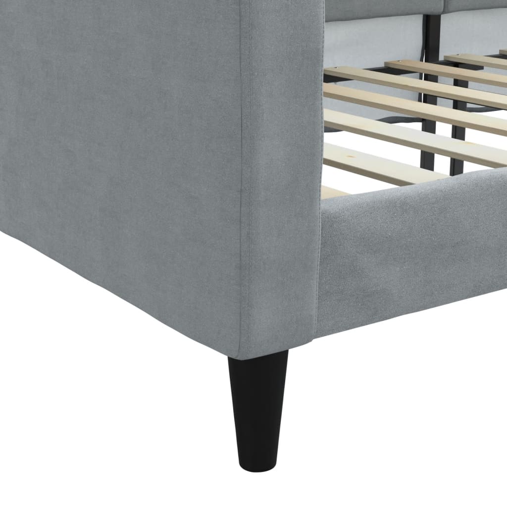 Letto da Giorno Grigio Chiaro 90x190 cm in Tessuto