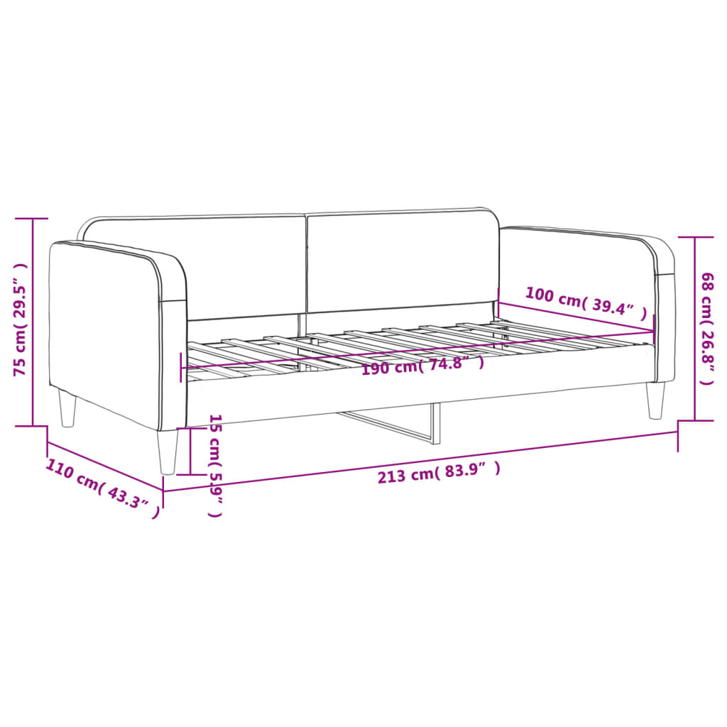 Letto da Giorno Grigio Chiaro 100x190 cm in Tessuto | homemem39