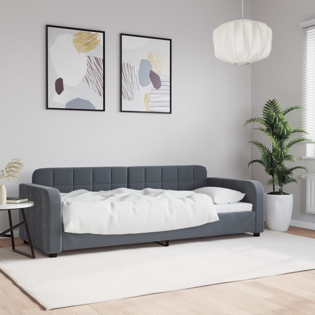 Letto da Giorno Grigio Scuro 80x200 cm in Velluto - homemem39
