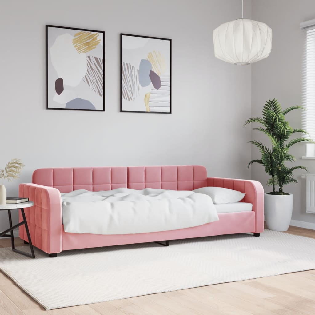 Letto da Giorno Rosa 80x200 cm in Velluto - homemem39