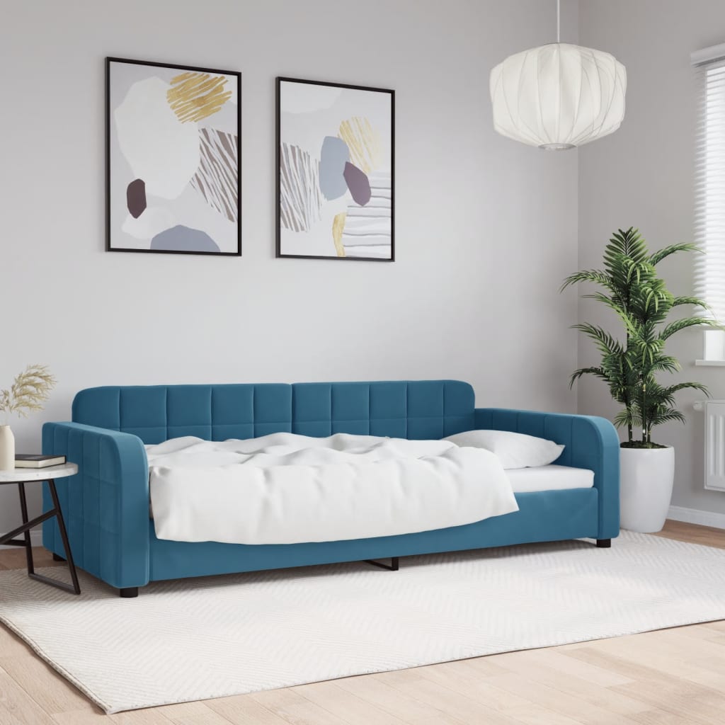 Letto da Giorno Blu 90x200 cm in Velluto - homemem39
