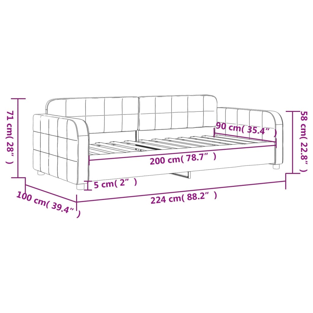 Letto da Giorno Grigio Chiaro 90x200 cm in Velluto | homemem39