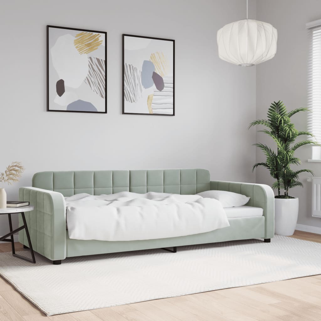 Letto da Giorno Grigio Chiaro 90x200 cm in Velluto | homemem39