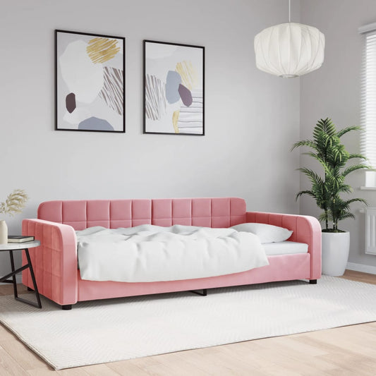 Letto da Giorno Rosa 90x200 cm in Velluto - homemem39