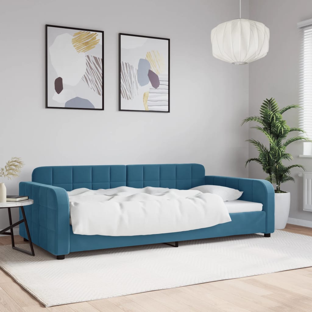 Letto da Giorno Blu 100x200 cm in Velluto - homemem39