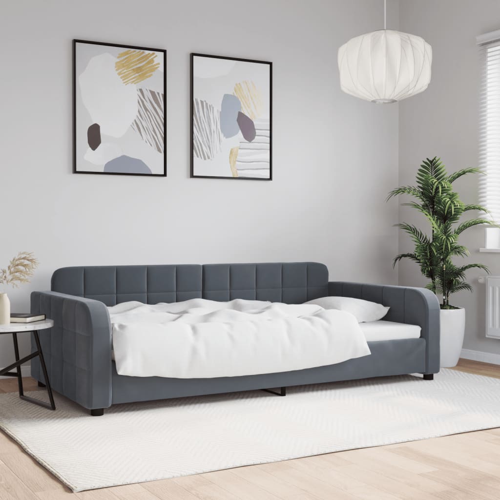 Letto da Giorno Grigio Scuro 100x200 cm in Velluto - homemem39