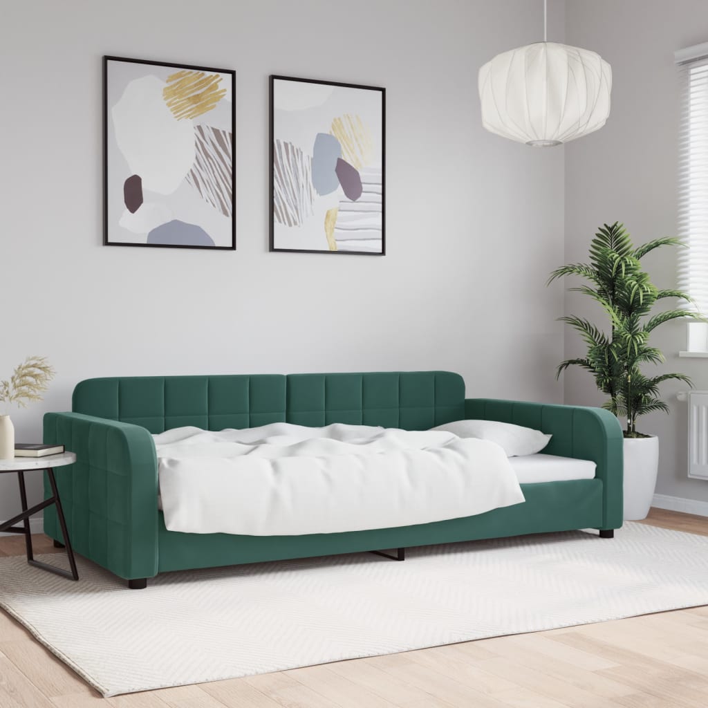 Letto da Giorno Verde Scuro 100x200 cm in Velluto - homemem39