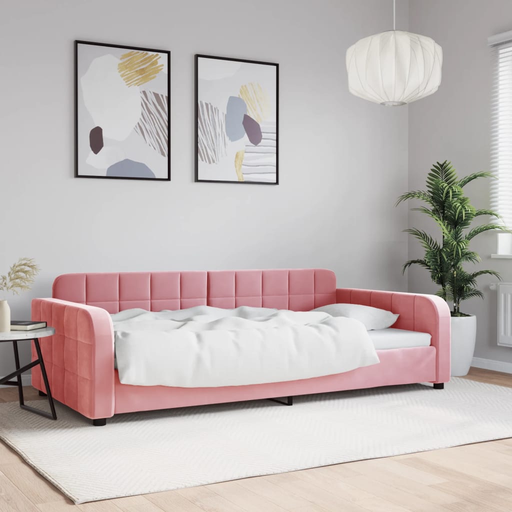 Letto da Giorno Rosa 100x200 cm in Velluto - homemem39