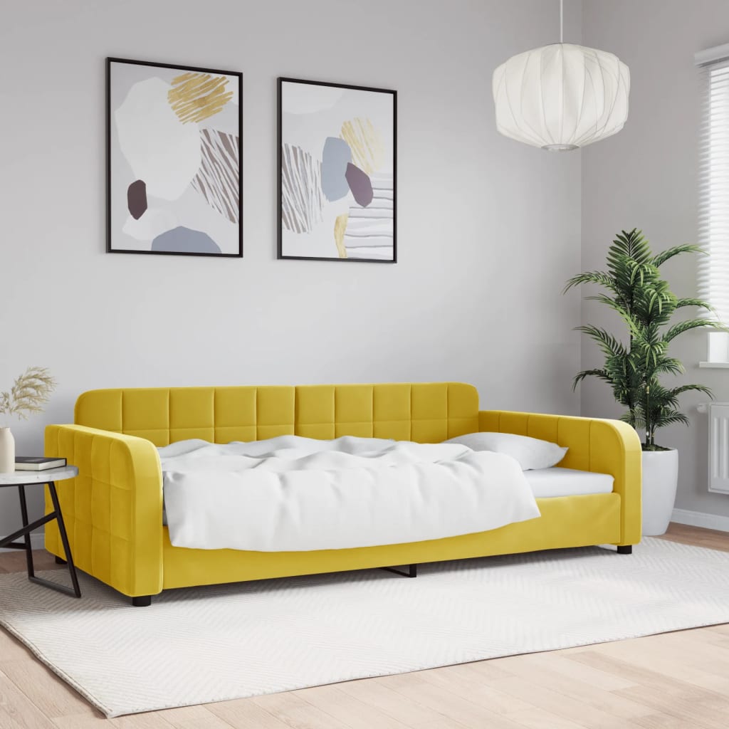Letto da Giorno Giallo 100x200 cm in Velluto - homemem39