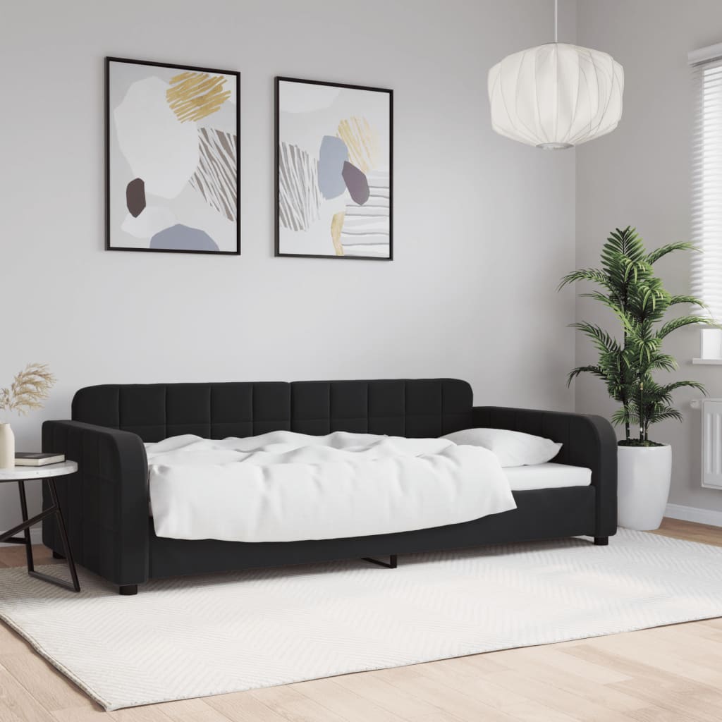 Letto da Giorno Nero 90x190 cm in Velluto | homemem39