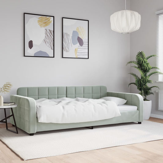 Letto da Giorno Grigio Chiaro 100x190 cm in Velluto | homemem39