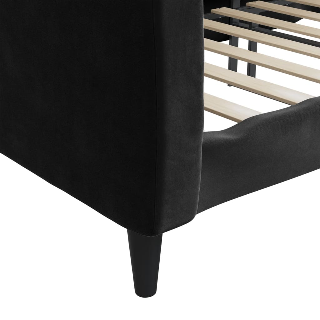 Letto da Giorno Nero 80x200 cm in Velluto | homemem39