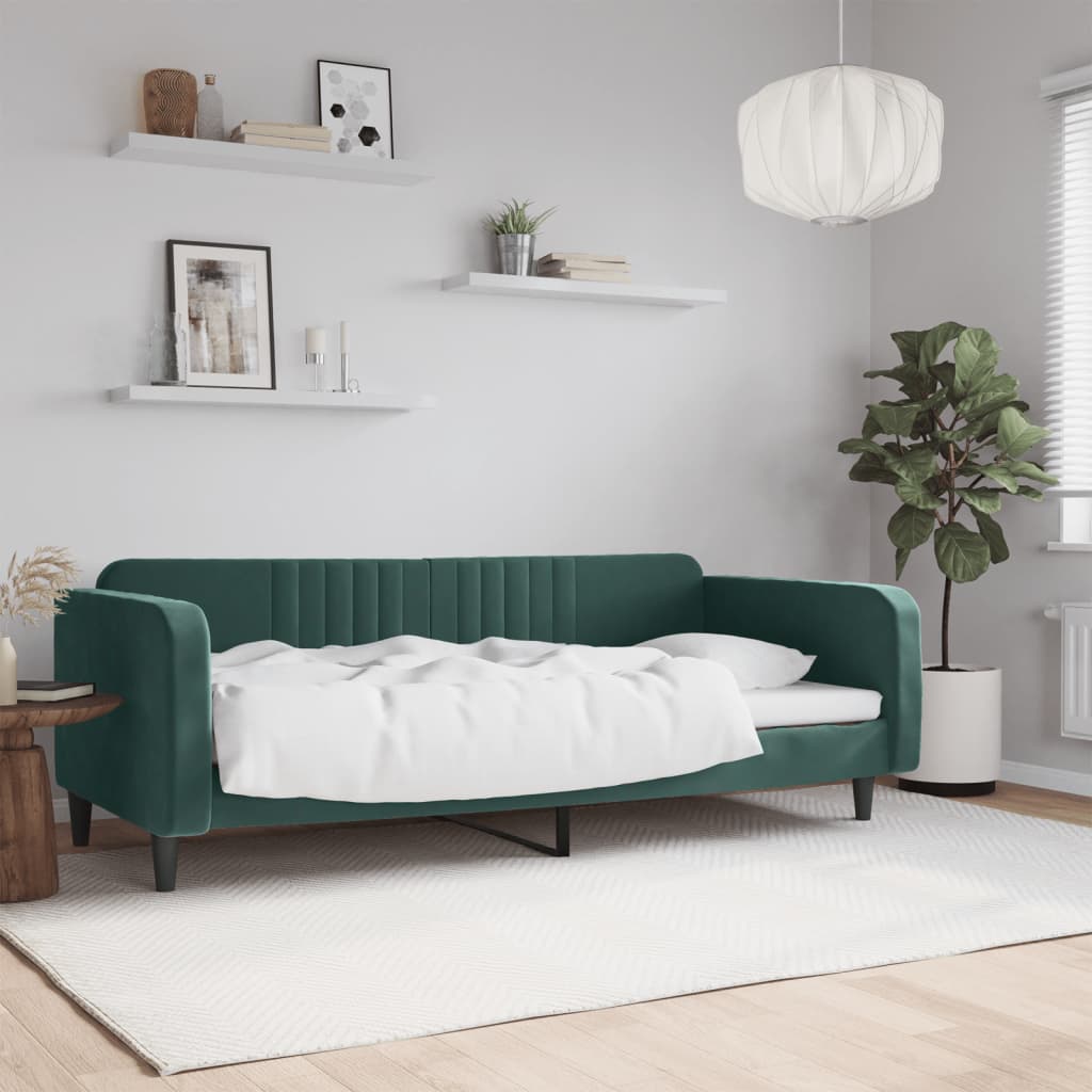 Letto da Giorno Verde Scuro 90x200 cm in Velluto - homemem39