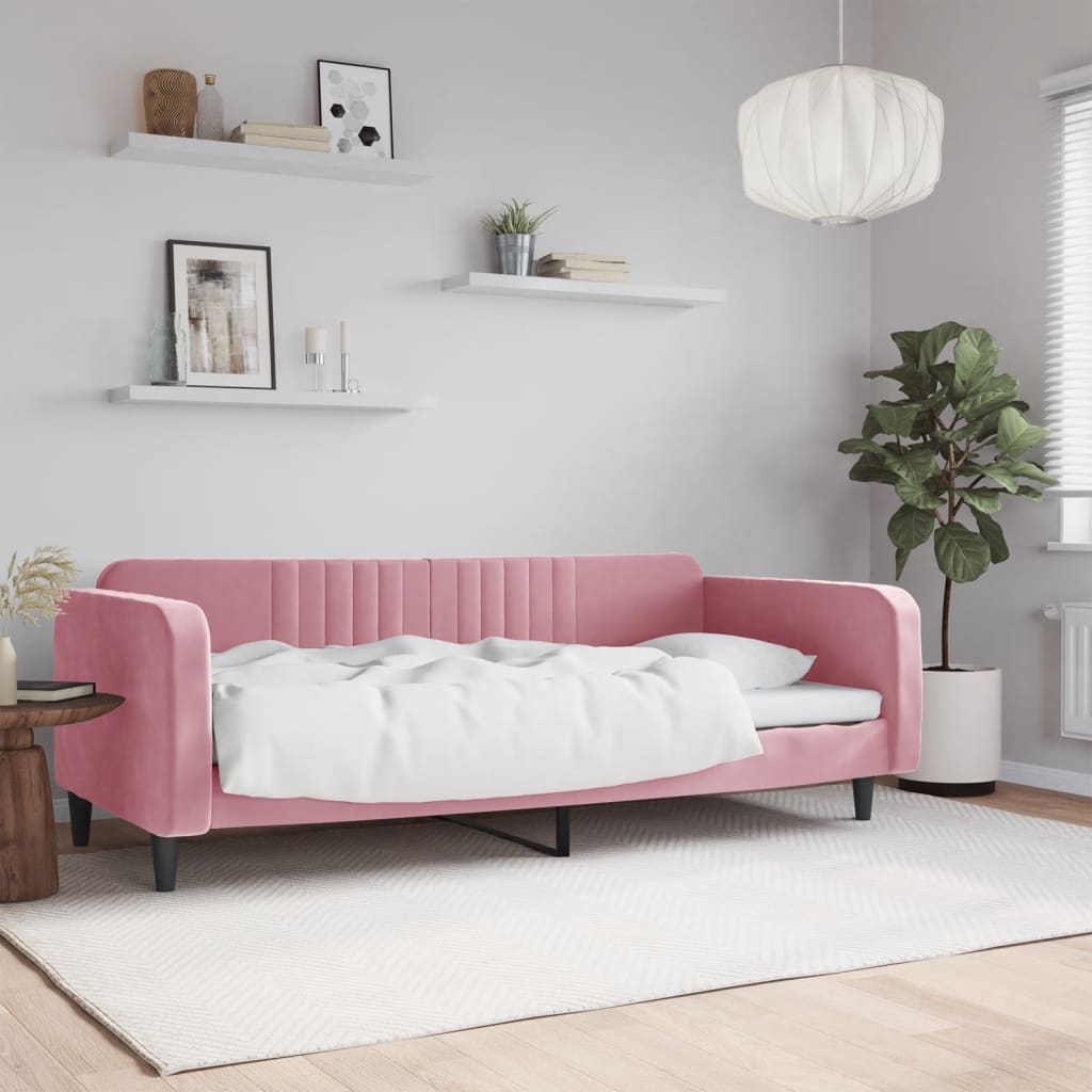 Letto da Giorno Rosa 90x200 cm in Velluto - homemem39