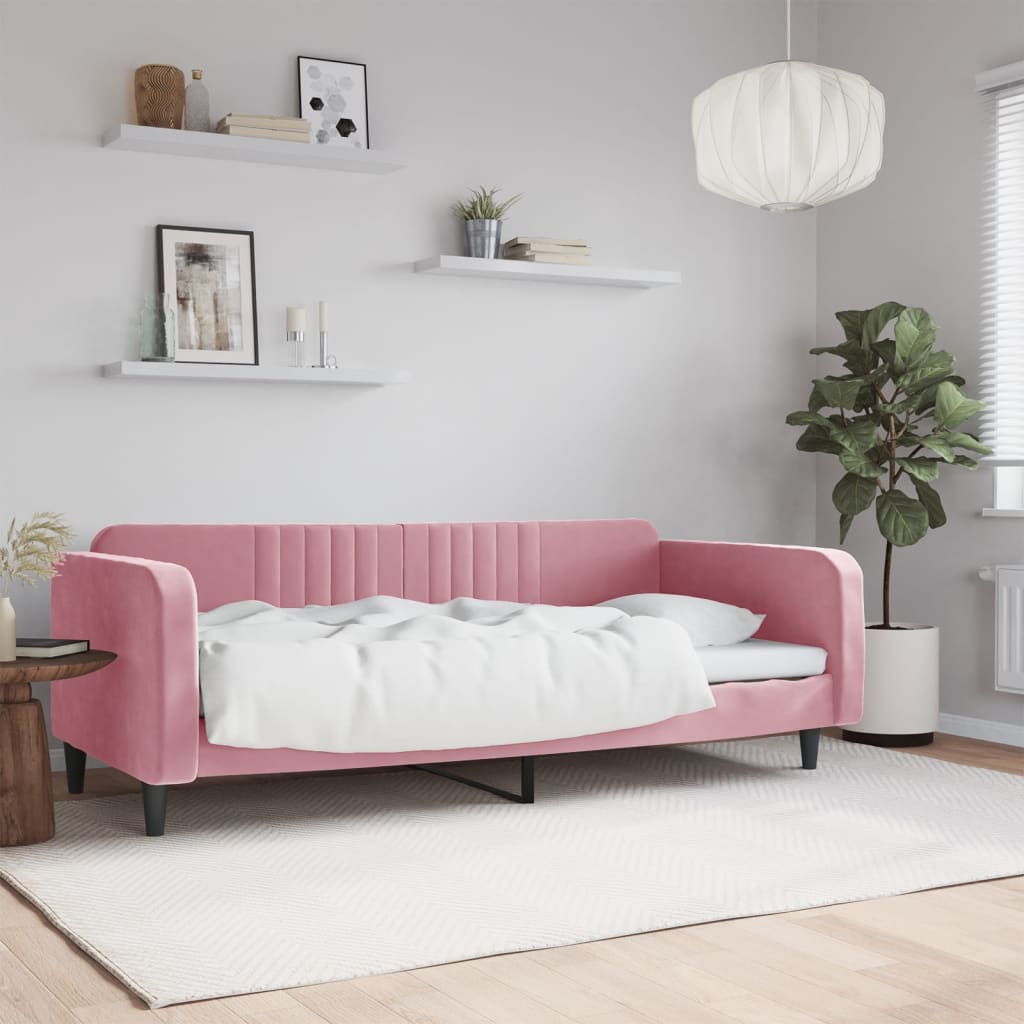 Letto da Giorno Rosa 100x200 cm in Velluto - homemem39