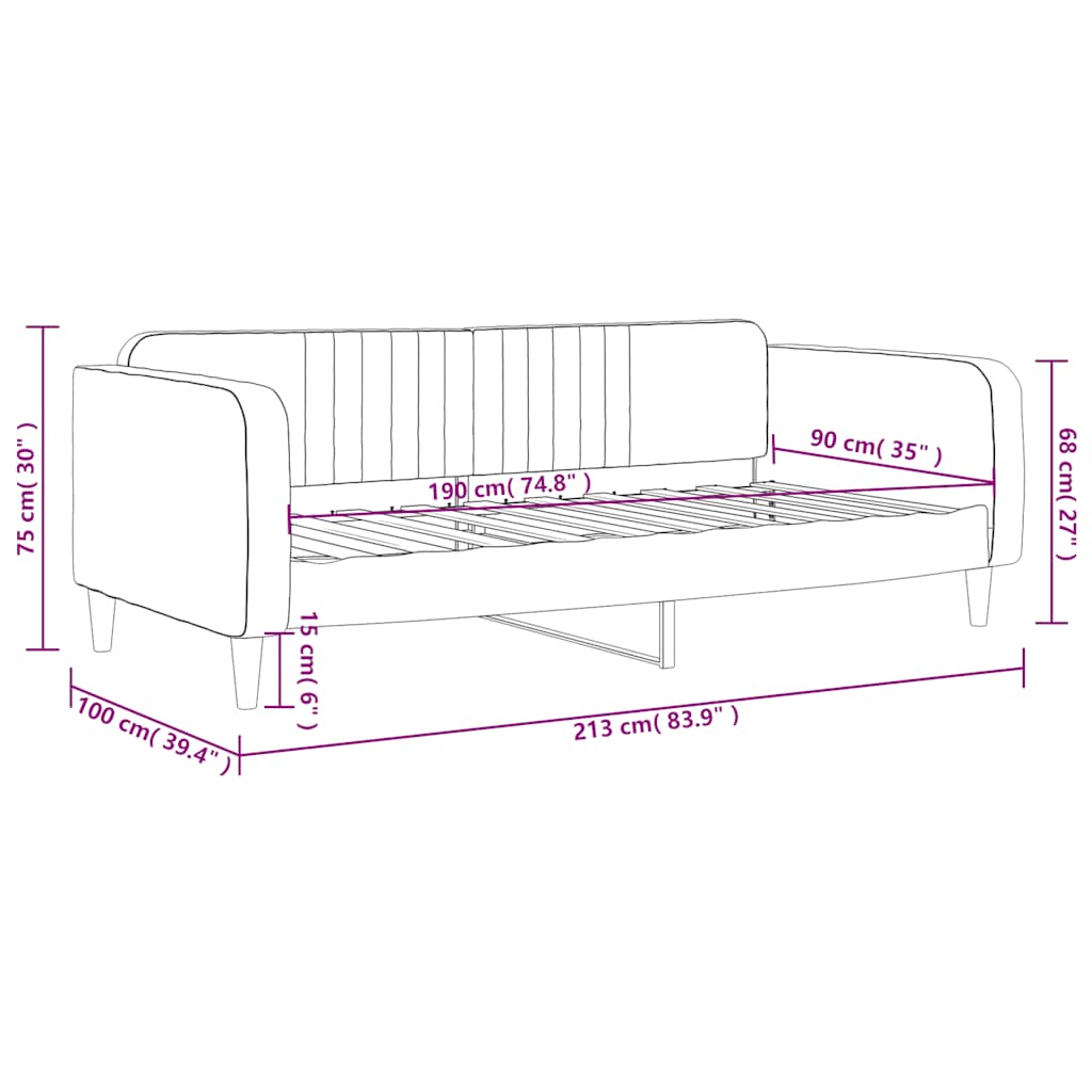 Letto da Giorno Grigio Scuro 90x190 cm in Velluto | homemem39