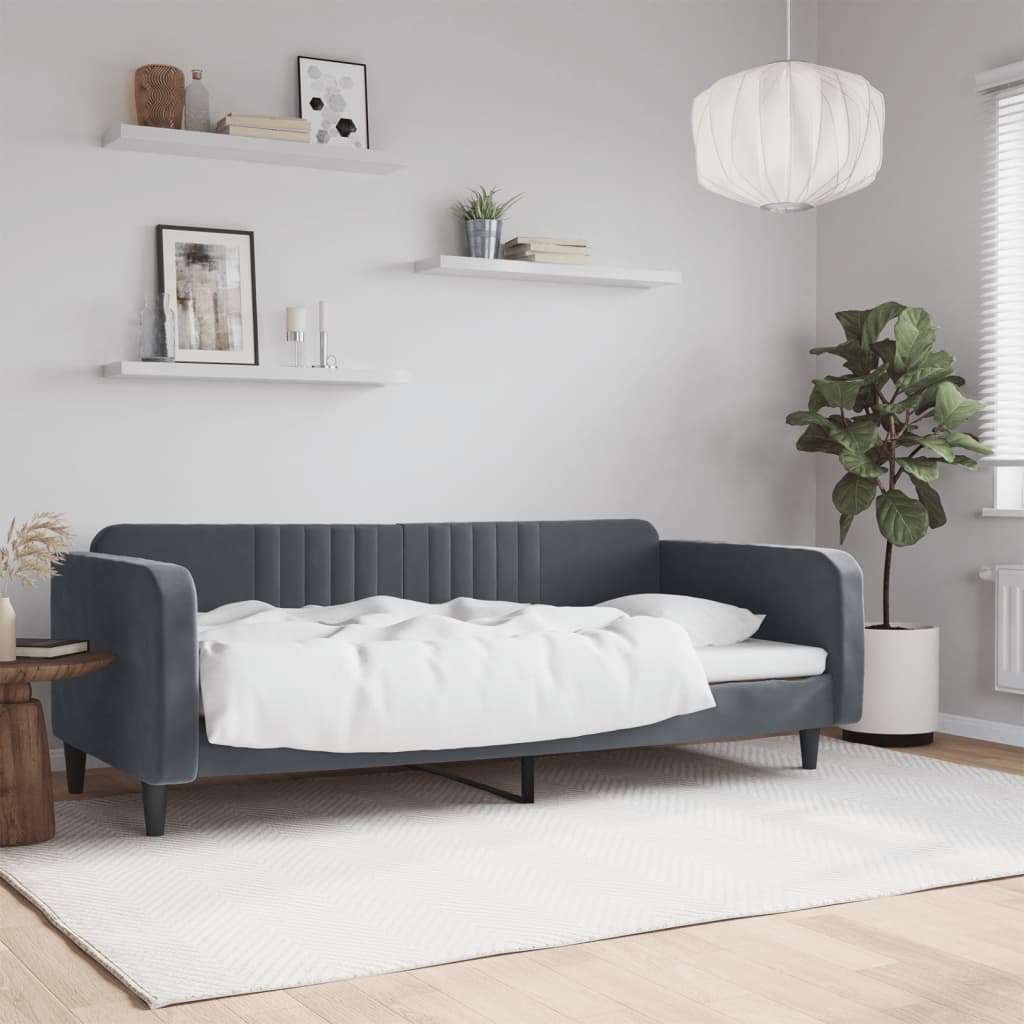 Letto da Giorno Grigio Scuro 90x190 cm in Velluto | homemem39