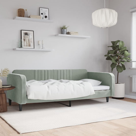 Letto da Giorno Grigio Chiaro 100x190 cm in Velluto | homemem39