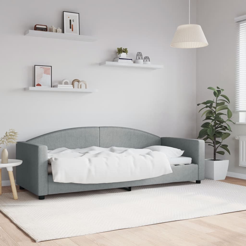 Letto da Giorno Grigio Chiaro 80x200 cm in Tessuto - homemem39