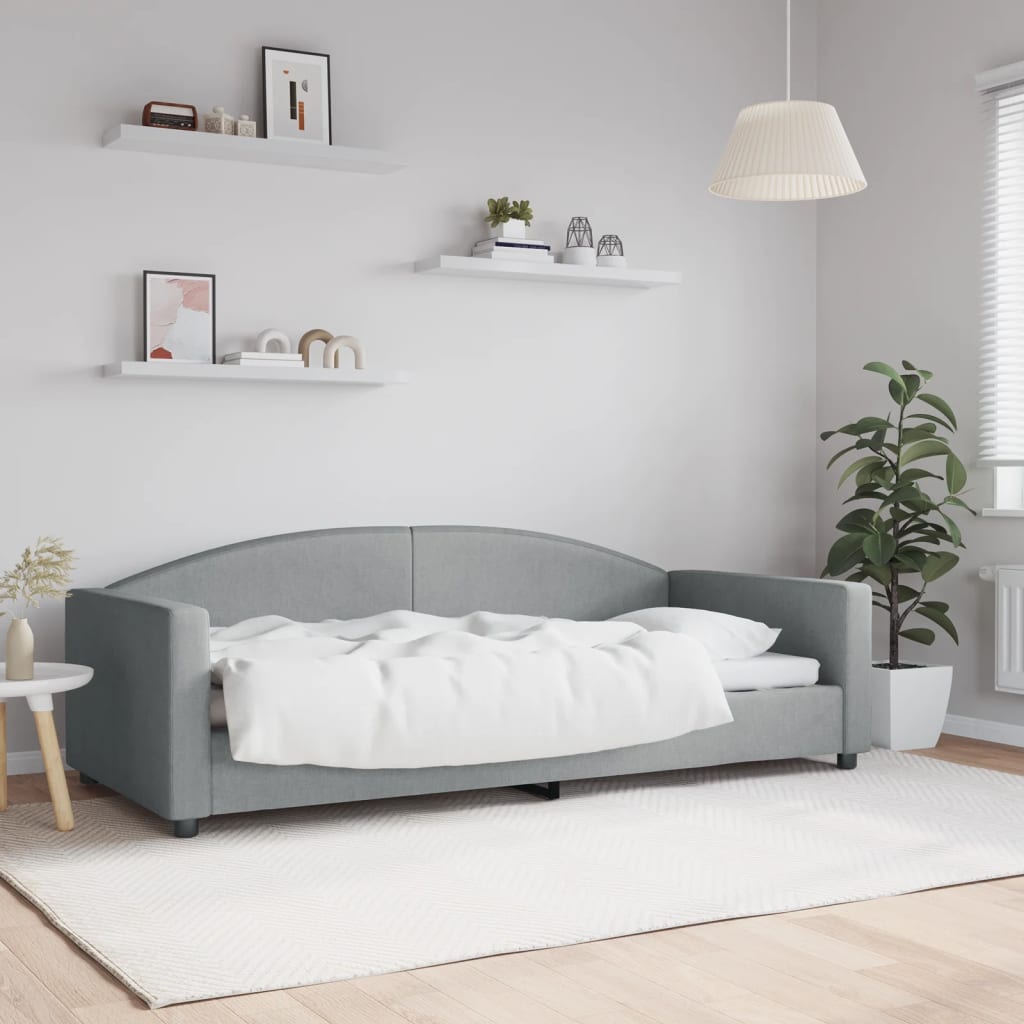 Letto da Giorno Grigio Chiaro 90x200 cm in Tessuto - homemem39